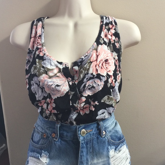 Floral cross back top