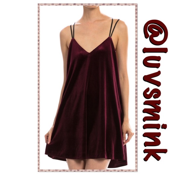 Loveriche Dresses & Skirts - VELVET T-BACK SUNDRESS IN BURGUNDY - SMALL