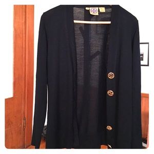 Tory Burch Simone Button-Front Wool Cardigan Small
