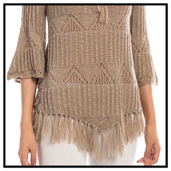 LACE DETAIL BELL SLEEVE KNIT TOP NWT - Picture 3 of 4