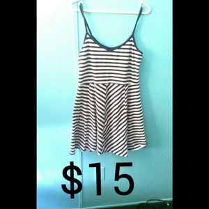 Cute navy blue and white stripped dress
