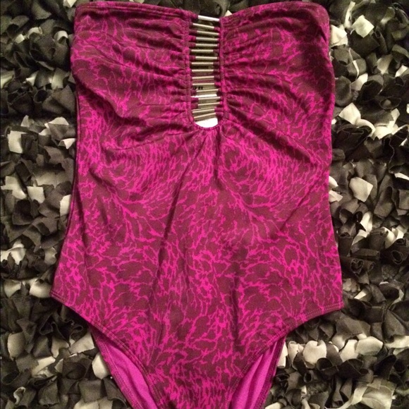 Purple One Piece Swimsuit with Silver Designs