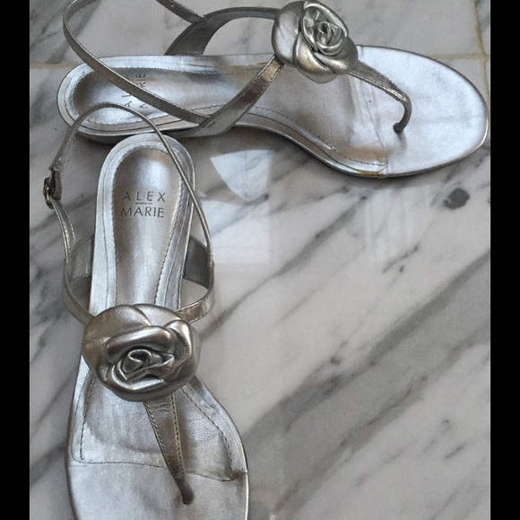 Alex Marie silver leather flower sandal