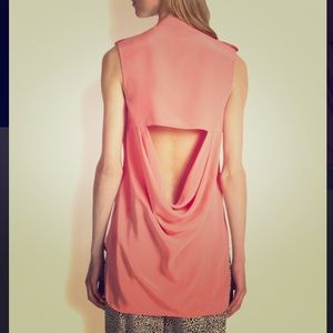 Robert Rodriguez coral silk top, sexy open back