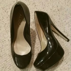 Aldo Black Patent Platform Pumps