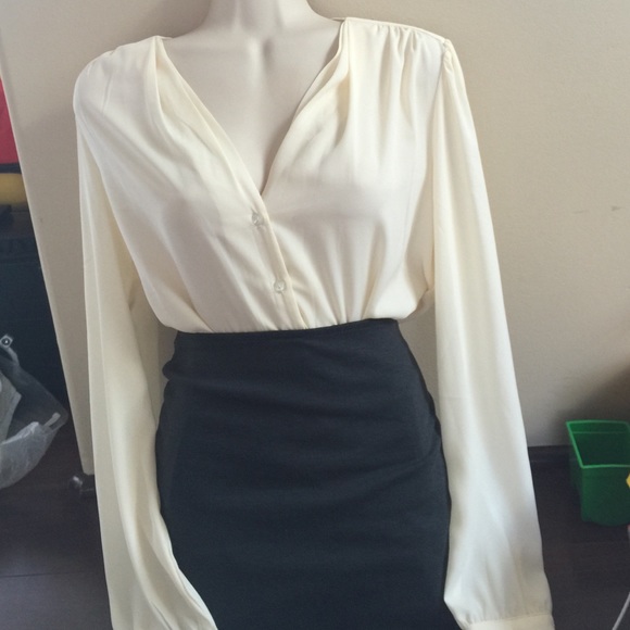 Cream long sleeve blouse