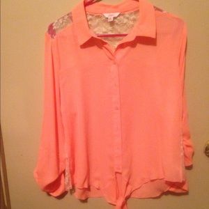 Lacey Coral Button Up Top