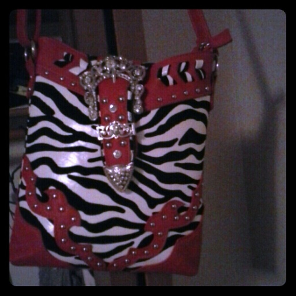 Pink zebra messenger purse - Picture 1 of 1