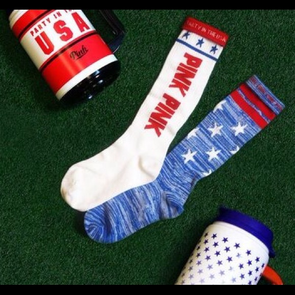 NEW VS PINK STARS & STRIPES SOCKS & MUG Bundle