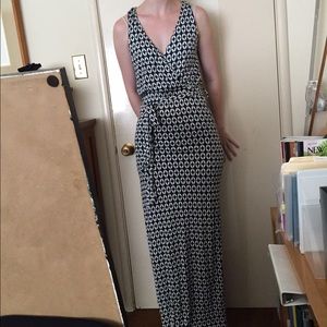 H&M/Fashion Star navy and white maxi dress