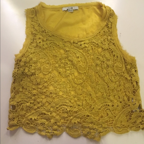 Yellow lace tank top