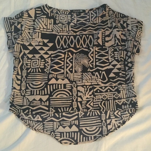 F21 aztec print crop shirt