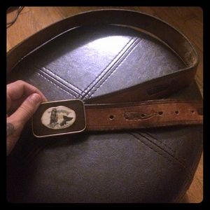 Ivory whales leather belt hand made
