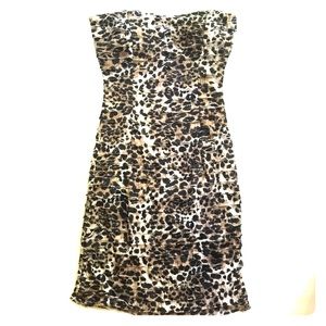 Leopard Strapless Dress w/ Soft Texture