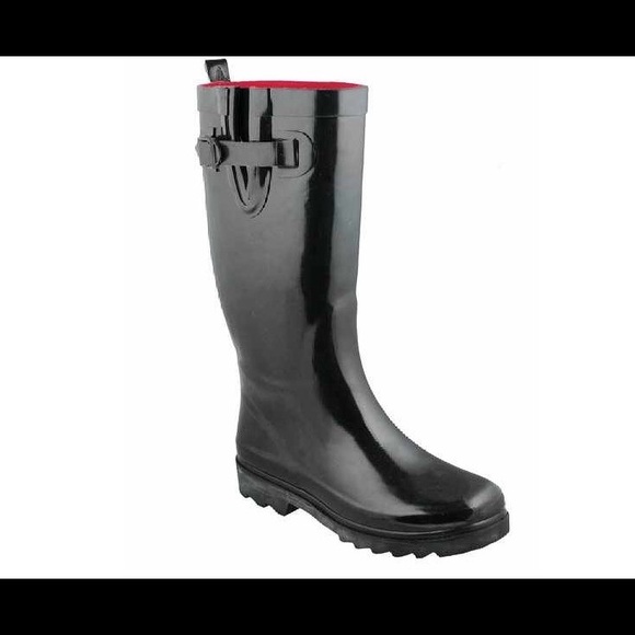 New-Capelli NY black and red rain boots w buckle