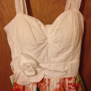 Eyelet top- Flowered bottom dress