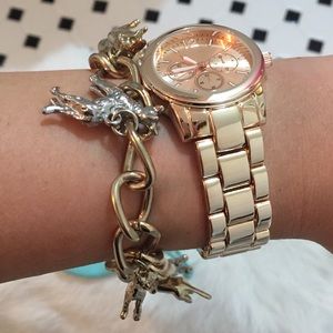 Silver & Gold Dog Charm Bracelet