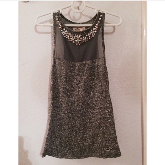 Bejeweled Grey Hollister Blouse