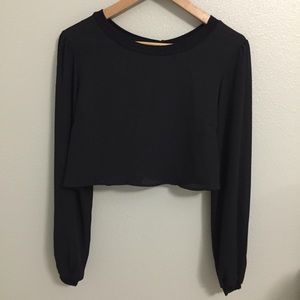 Black Longsleeve Crop Top