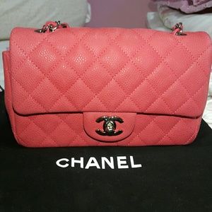 Chanel mini 8" suede caviar