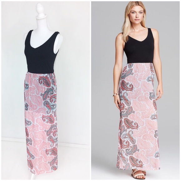 SOFT DOUBLE LAYERED TOP WITH CHIFFON PRINT MAXI