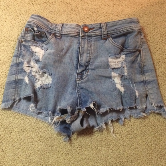 High waisted jean shorts