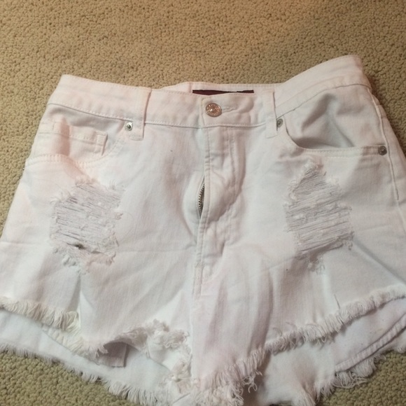 High waisted White Jean Shorts