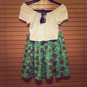 SOLD Green Floral High Waisted Skirt