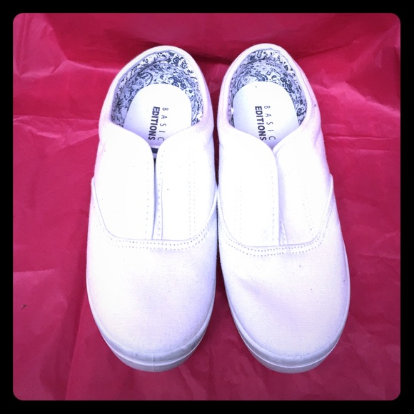 basic editions canvas slip ons