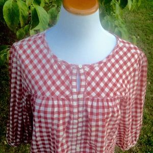 The Gap Red & White Checked BoHo Shirt. Sz. Lg