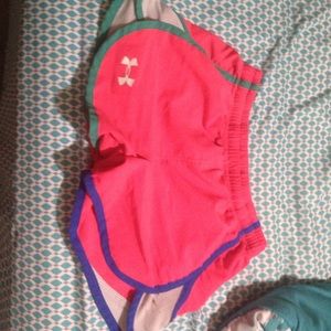Under armor Neon pink blue turquoise white shorts