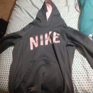 Grey & light pink nike hoodie