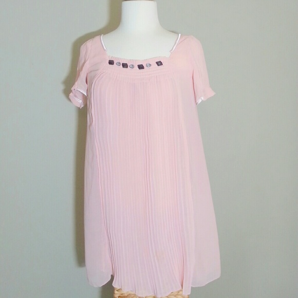Dusty petal pink pleated dress/tunic