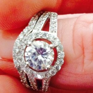 💯%925 silver engagement wedding CZ ring SZ 8.5