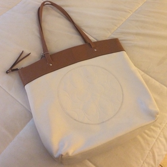 Authentic Coach Purse - Cream and Tan