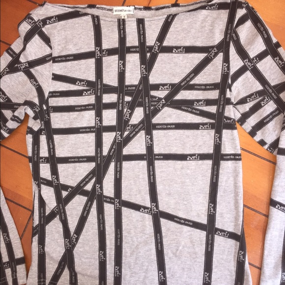 Bolduc Hermes print stretch shirt, long sleeve.