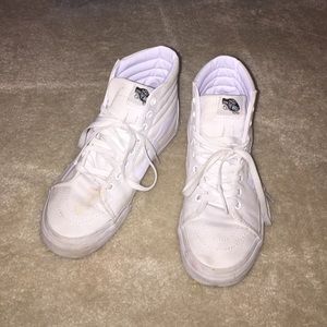 All white Sk8 hi vans