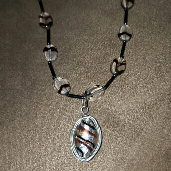 Hand blown glass necklace  NWOT