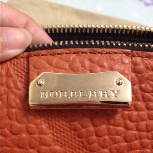 🚫sold🚫 Burberry Orange Embossed Leather Bowling Bag - Picture 3 of 4