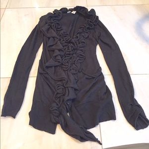 Anthropologie black ruffle sweater