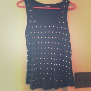 Black tank with rose gold studs