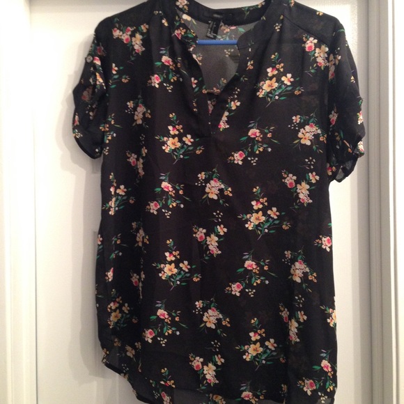 Black floral blouse