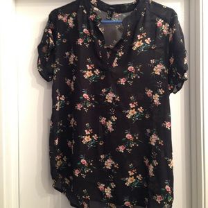 Black floral blouse
