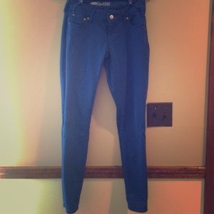 Bright blue skinny jeans