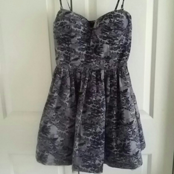 Flare black floral dress