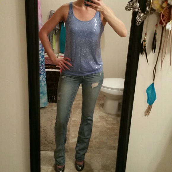 Express Sequin Tank with Lace - Picture 4 of 4