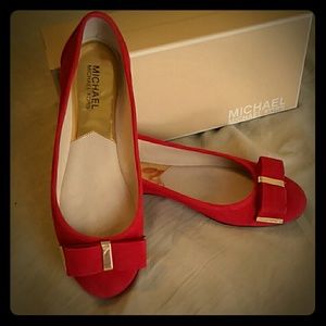 Michael Kors Kiera Red suede ballet flats