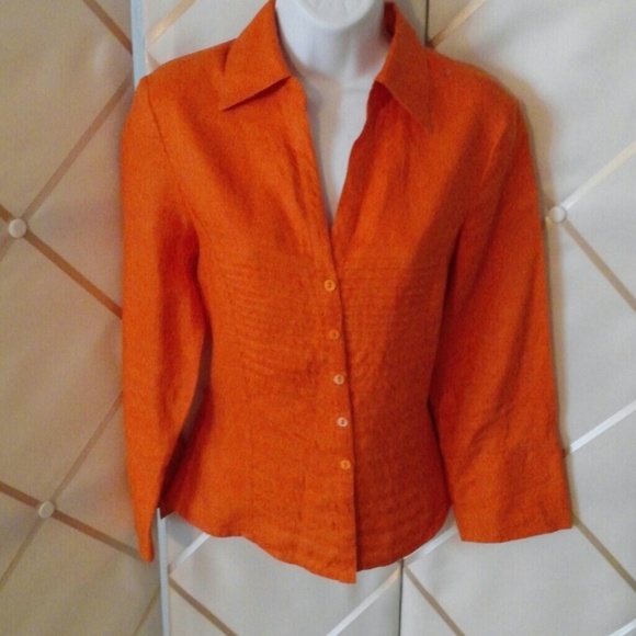 Tracy M linen orange blouse