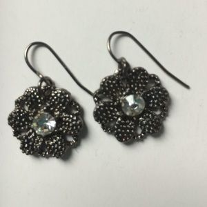 Cubic zirconia flower drop earrings