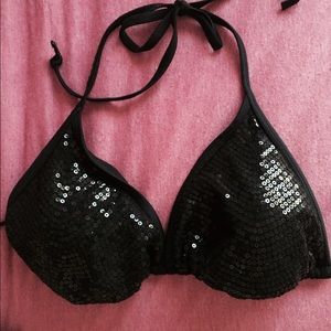 Sequined black bathing suit top